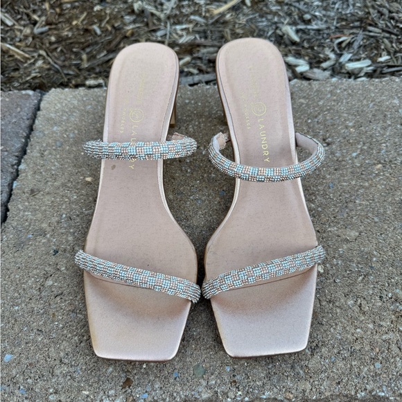 Chinese Laundry Beige Beaded Strap Heels - Picture 1 of 6